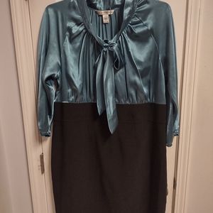 Teal Blue and Black Satiny Dress AA Studio 18W
